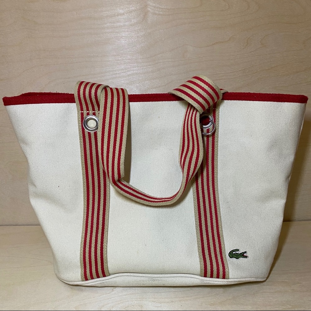 🌿LACOSTE TOTE SHOULDER BAG SHOPPING CANVAS MEDIUM - Picture 1 of 8